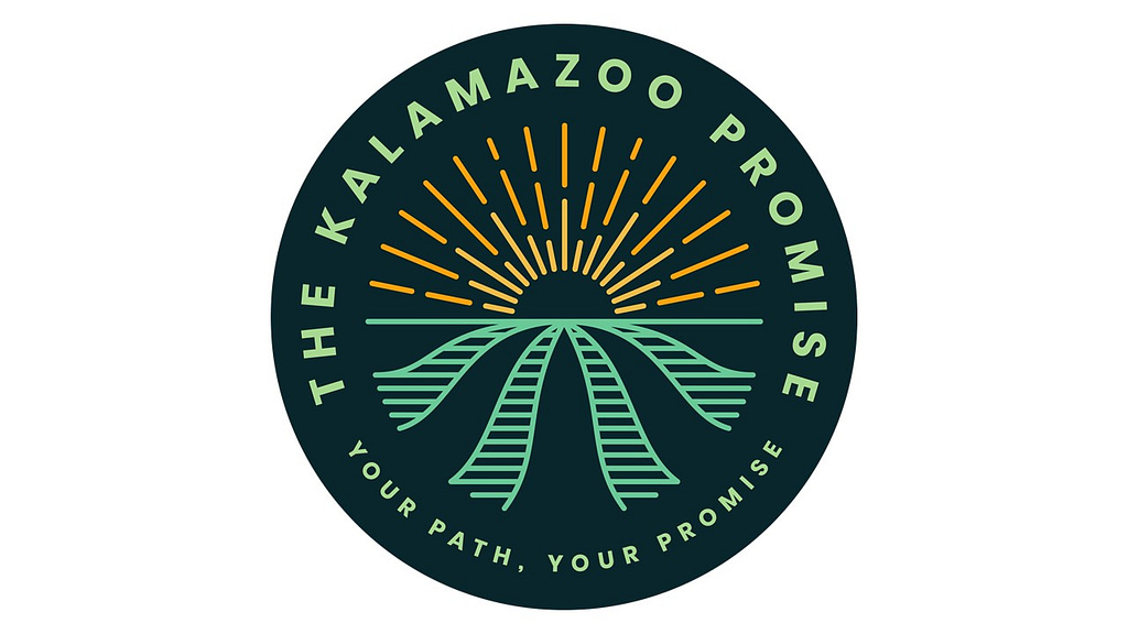 The Kalamazoo Promise logo featuring a sun shining and the words "The Kalamazoo Promise"
