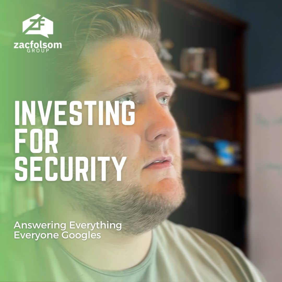 A picture of Zac Folsom with the words "Investing for Security" covering his face.